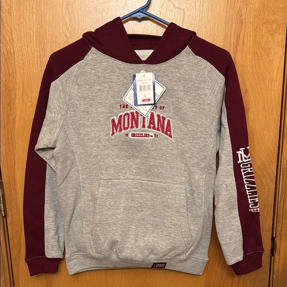 Youth University of Montana Grizzlies Hoodie by J. America Size L NWT